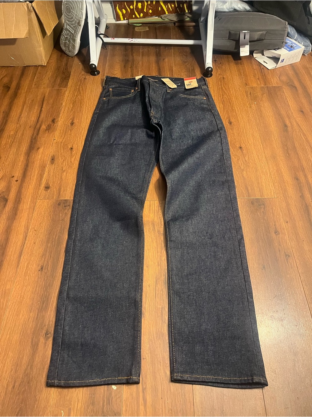 Levi's Original 501 selvedge shrink to fit Men's Dark Indigo Straight Jeans3434